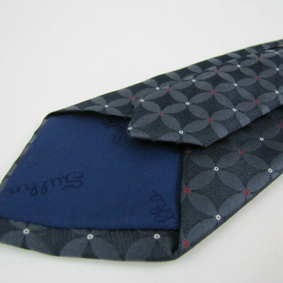 SULKA Tie Vintage Trendy Slim Blue Quatrefoil - Picture 5 of 7